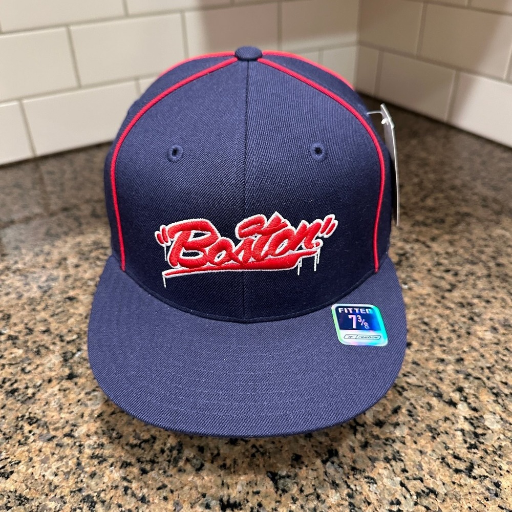 Vtg Boston Celtics Reebok Fitted Hat 7 3/8 Blue Red Wool NBA Deadstock New